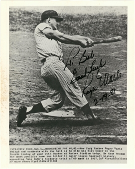 1961 Roger Maris Photo Signed And Inscribed In 1981 (JSA)